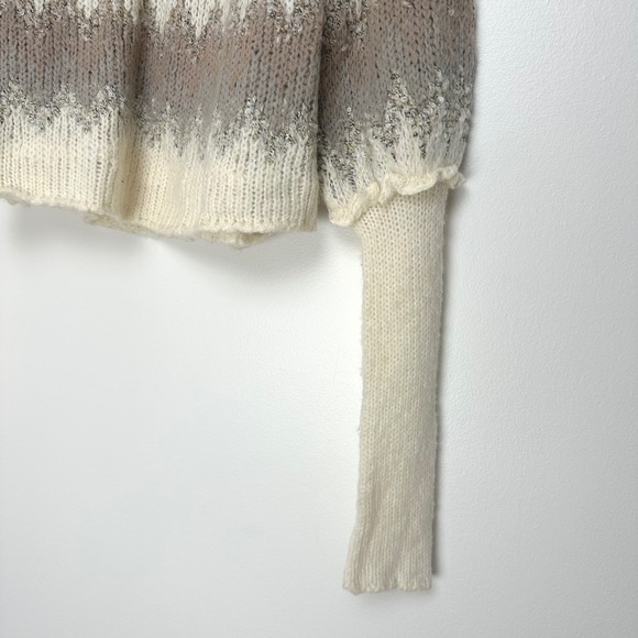 Free People Home For The Holidays Fair Isle Sweater Cream Gray XS - Picture 11 of 15